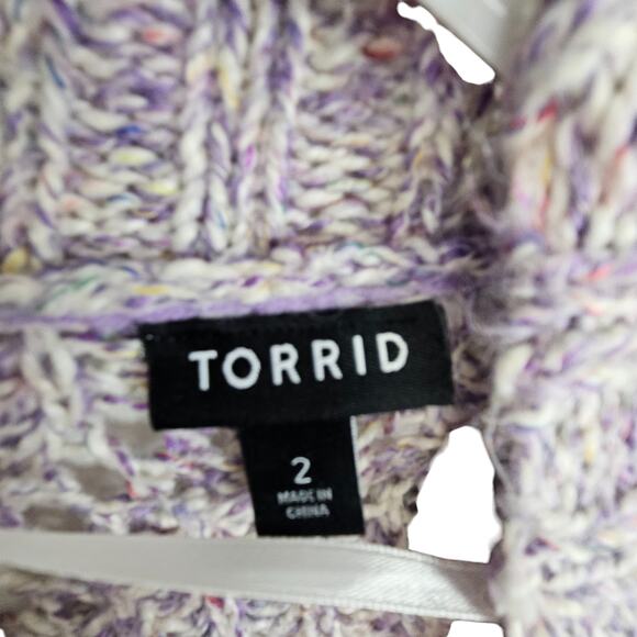 Torrid Sweater Knit Sweater Women 2X Purple Pointelle Sweater Turtleneck Sweater - Picture 7 of 9